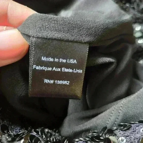 Dress the Population Black Sequined Deep V-Back Mini Dress Size Small #069 - Picture 6 of 8